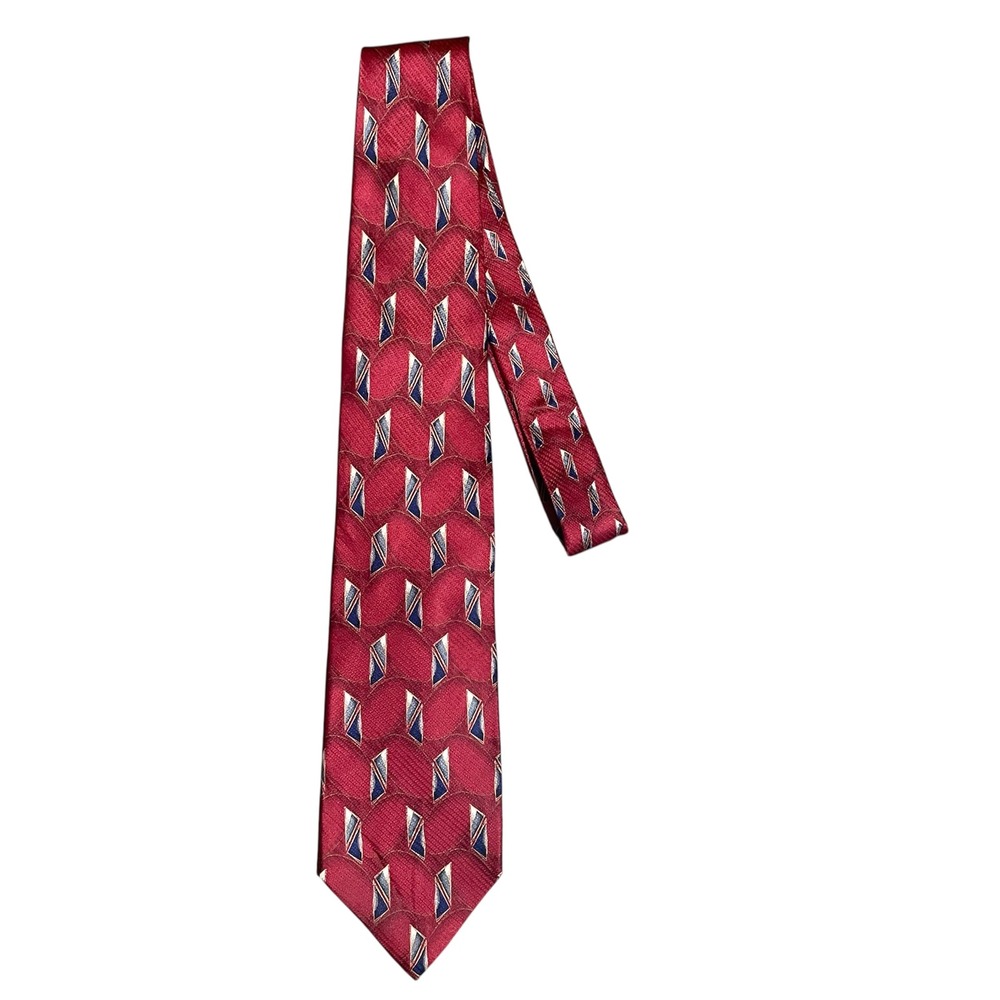 J.Z. Richards Red Silk Geometric Necktie‎ Men's Traditional Clothing